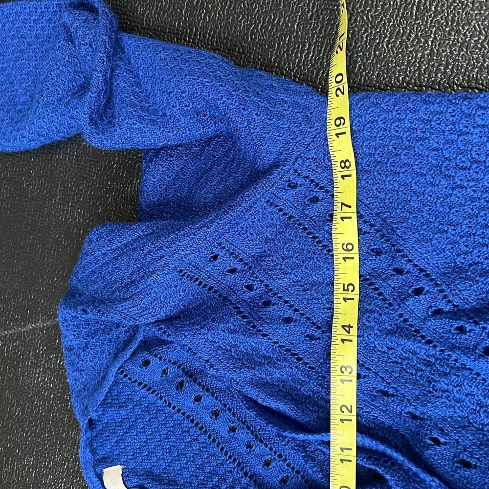 Laura Ashley Cobalt Blue Open Front Knit Cardigan Sweater PXL Duster Open Knit - Picture 7 of 8